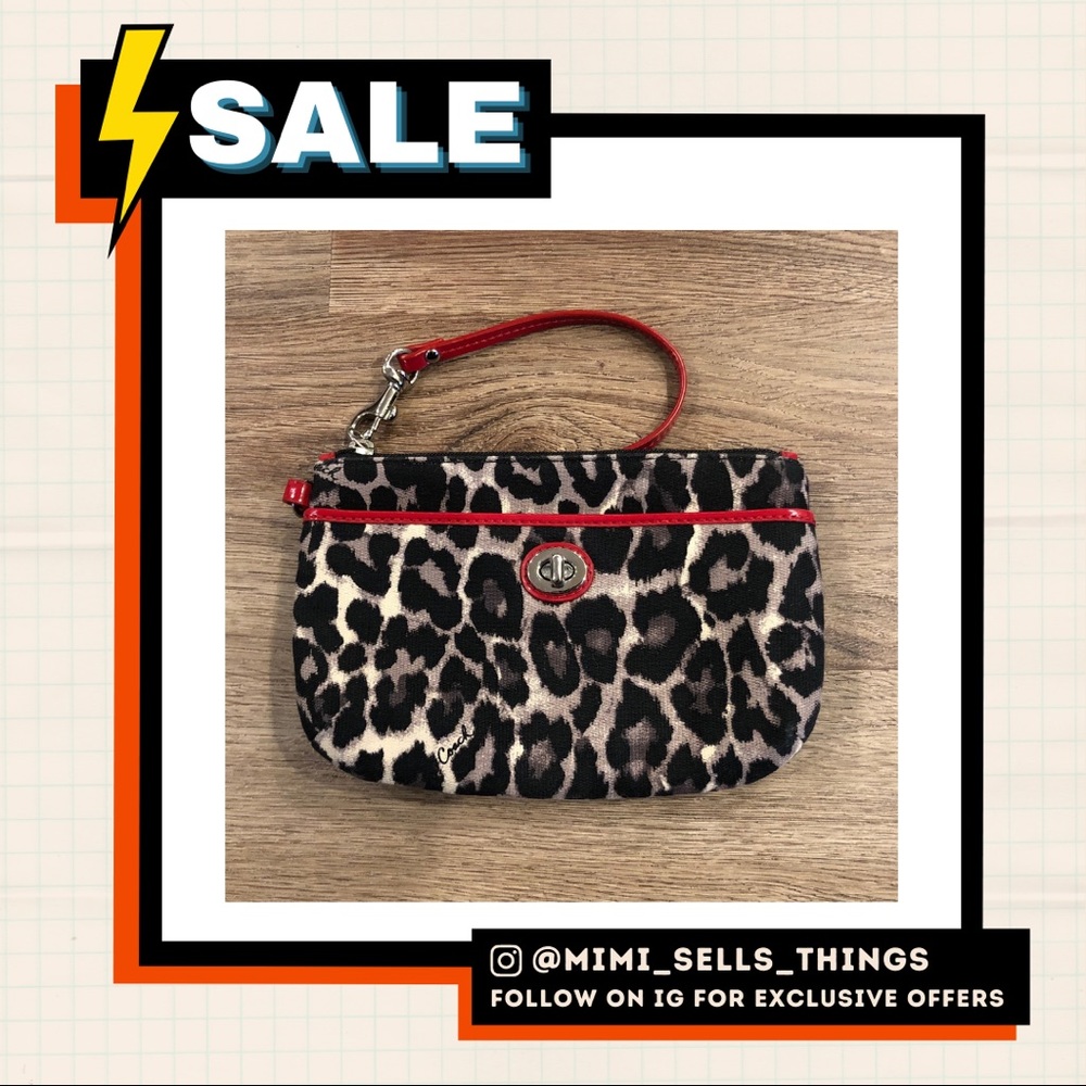 COACH Ocelot Leopard Print Wristlet Wallet Clutch